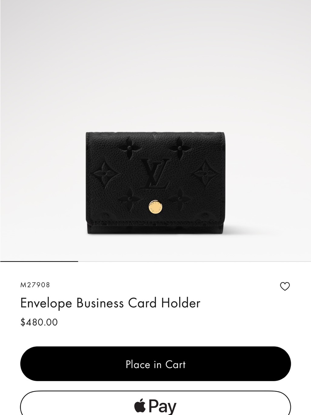 Louis Vuitton Black Embossed Monogram Envelope Card Holder with Gold Snap